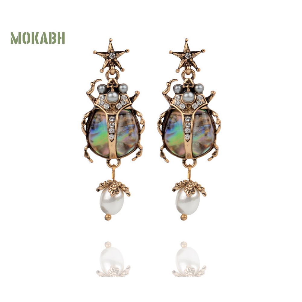 Bông Tai Hình Bọ Rùa Đính Ngọc Trai Giả Thời Trang Dành Cho Nữ