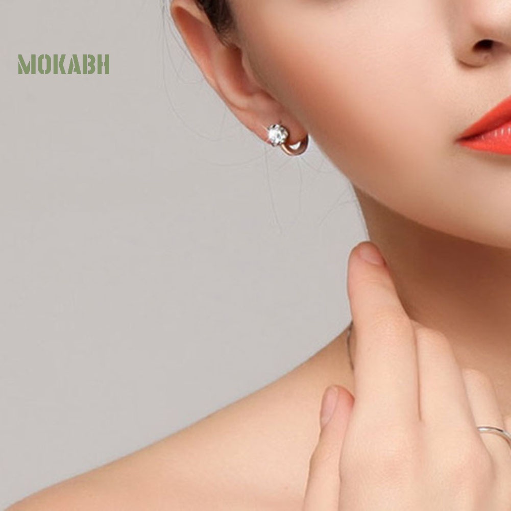 Bông Tai Tròn Đính Đá Thời Trang Dành Cho Nữ