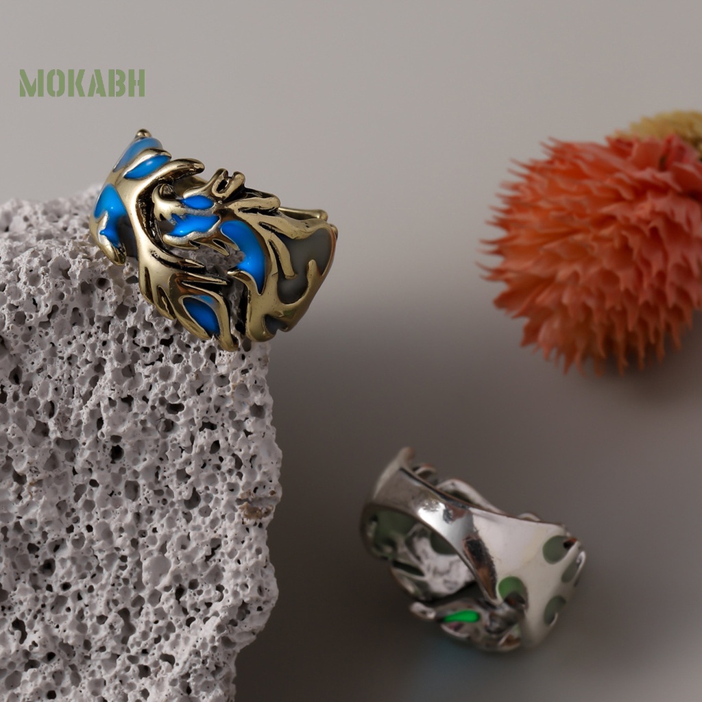 Nhẫn Hình Rồng Phát Sáng Trong Bóng Tối Có Thể Điều Chỉnh Kích Thước Thời Trang Trang Sức Hình Học Cho Nam