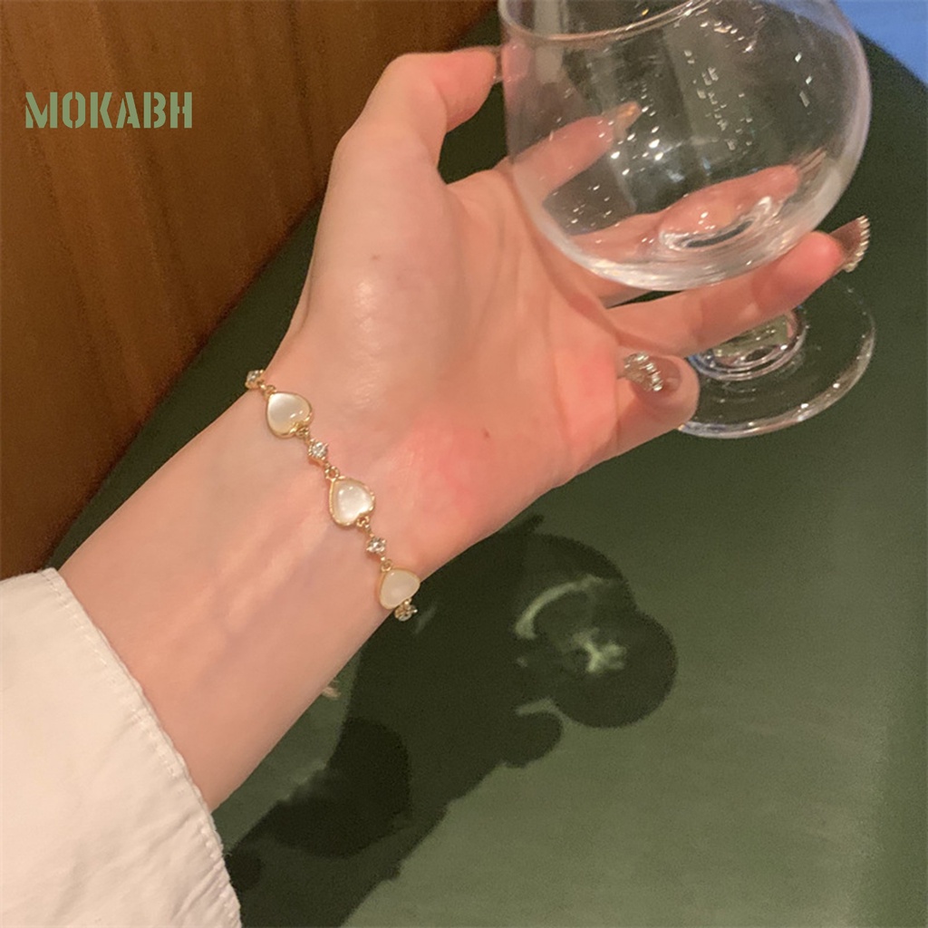 Vòng Đeo Tay Đính Đá Mắt Mèo Lấp Lánh Thời Trang Cho Nữ