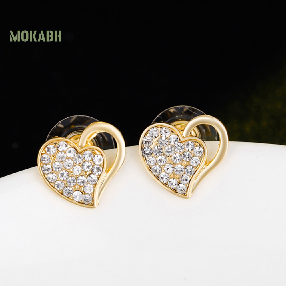 Bộ Trang Sức Mặt Trái Tim Đính Đá Nhân Tạo Thời Trang