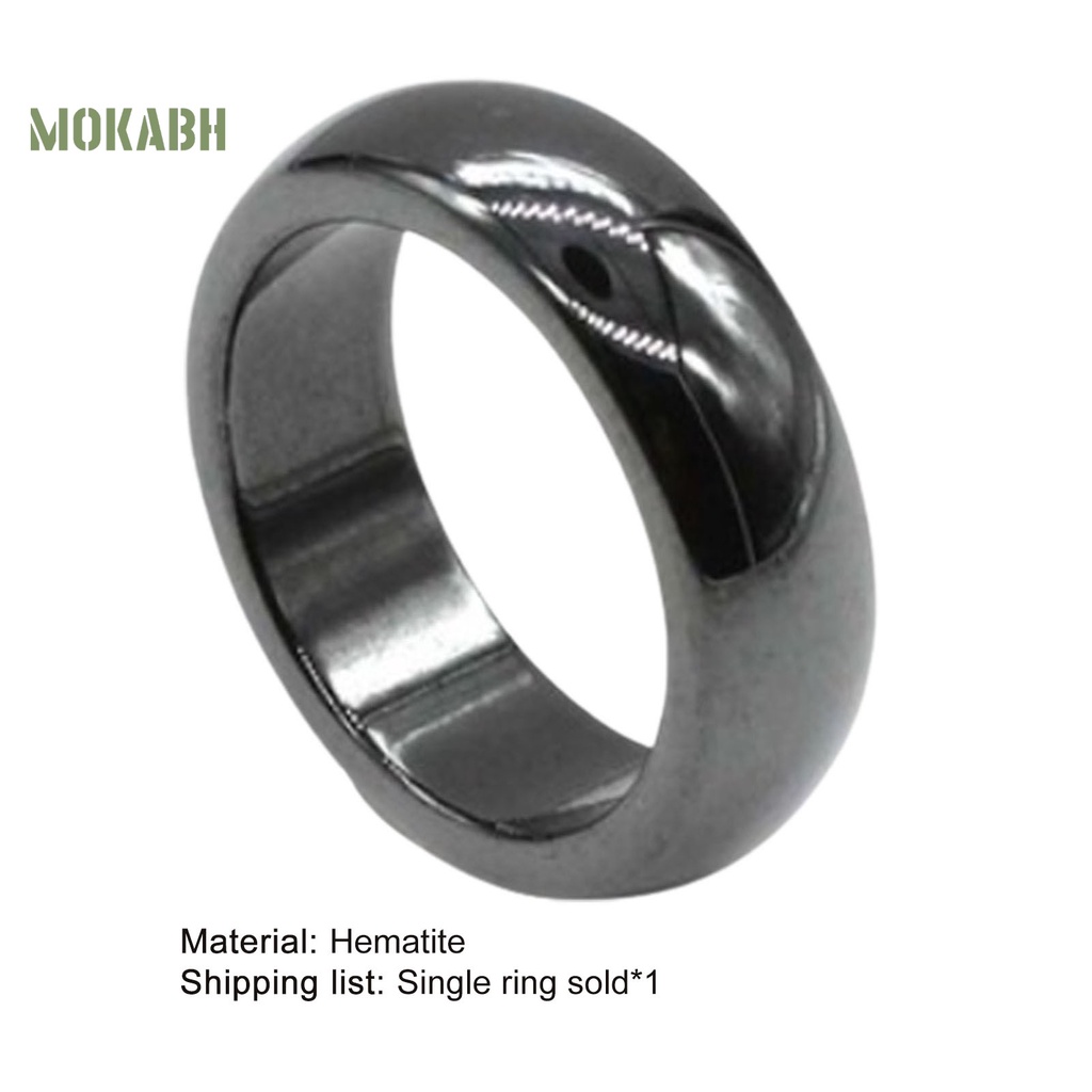 Nhẫn Đá Hematite Bản Rộng 6mm Thiết Kế Đơn Giản Thời Trang Cho Nam Và Nữ