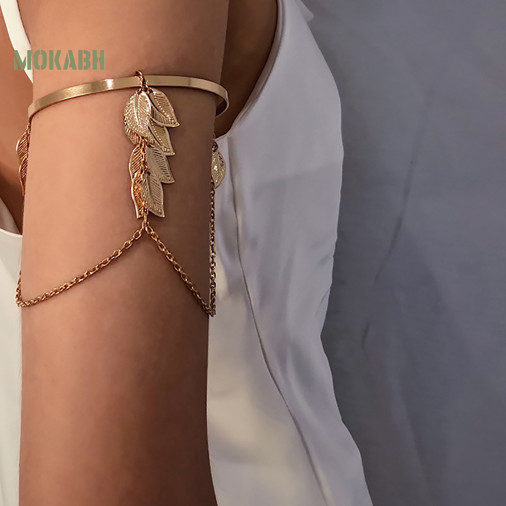 Vòng Đeo Cánh Tay Mở Điều Chỉnh Được Hình Lá Thời Trang Bohemian