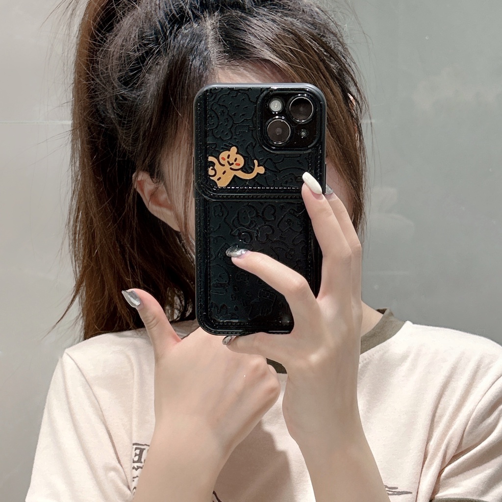 Ốp Điện Thoại tpu Dẻo Màu Đen Họa Tiết Hoạt Hình Dễ Thương Chống Sốc Cho iPhone 14 13 12 11 PRO MAX