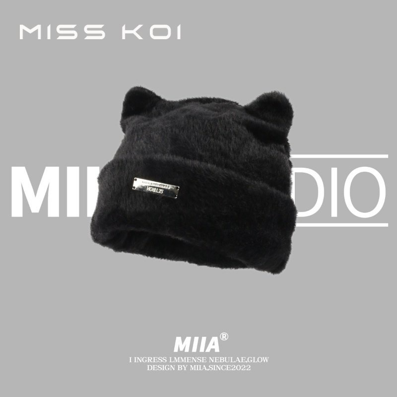 Mũ Len Dệt Kim Dày Dặn Đính Tai Mèo Dễ Thương Phong Cách Hàn Quốc