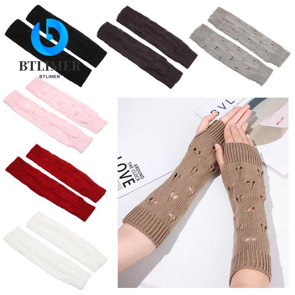 Đôi Găng Tay Len Dài Hở Ngón Ấm Áp Cho Nữ