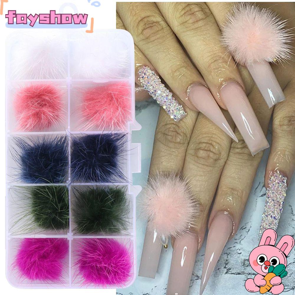 10 Phụ Kiện Trang Trí Móng Tay Hình Quả Cầu Lông Dễ Thương