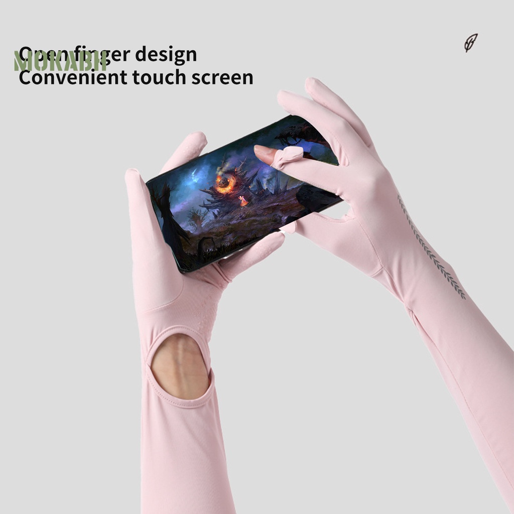 2 Găng Tay Dài 58cm Bằng Lụa Lạnh Thoáng Khí Chống Nắng Chống Trượt Có Thể Điều Chỉnh Kích Thước