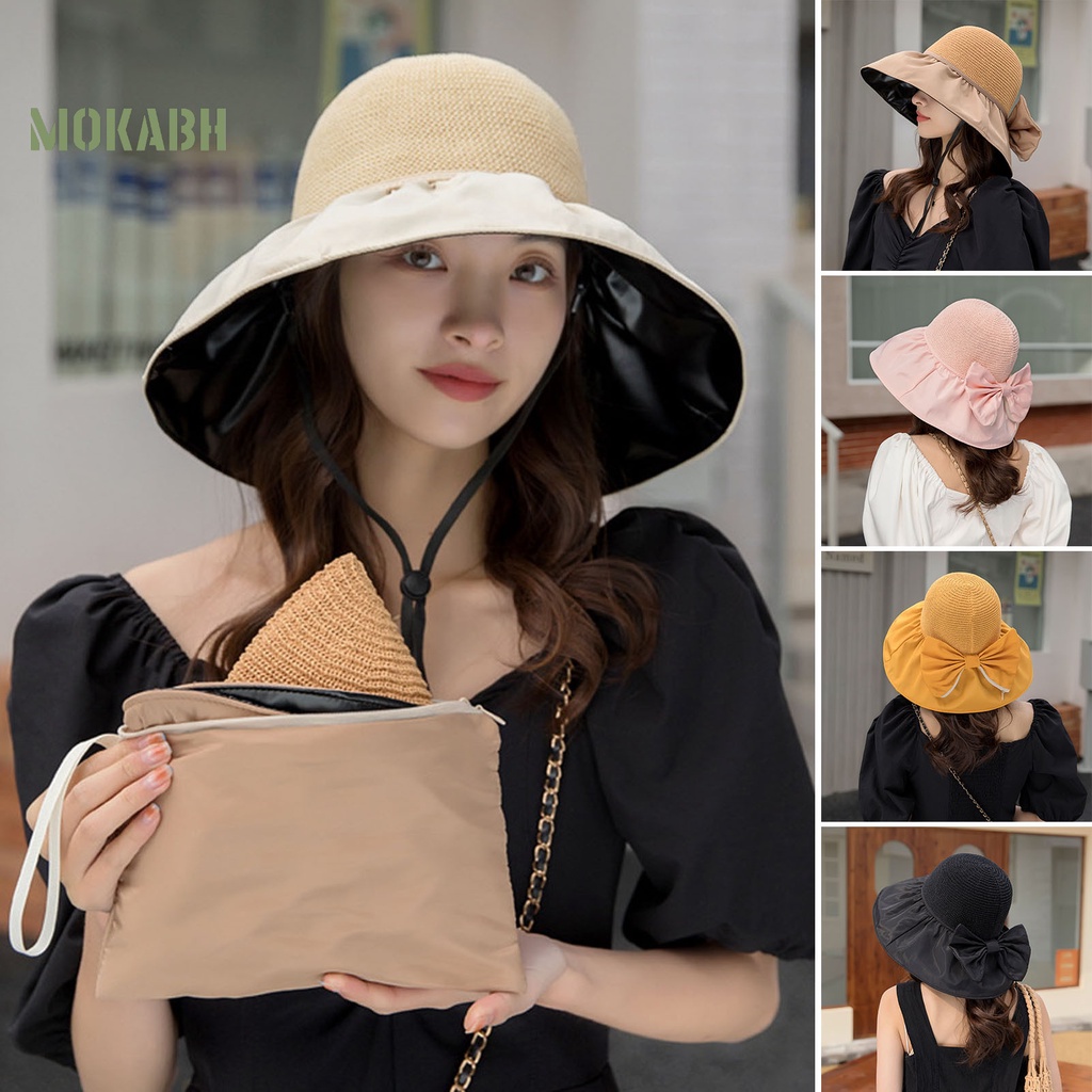 Nón Rộng Vành Bằng Vinyl Mềm Thoáng Khí Màu Tương Phản Thời Trang Đi Biển Mùa Hè Dành Cho Nữ