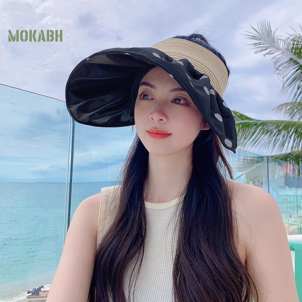 Nón Rộng Vành Thoáng Khí Chống Tia UV Họa Tiết Chấm Bi Thời Trang Mùa Hè Cho Nữ