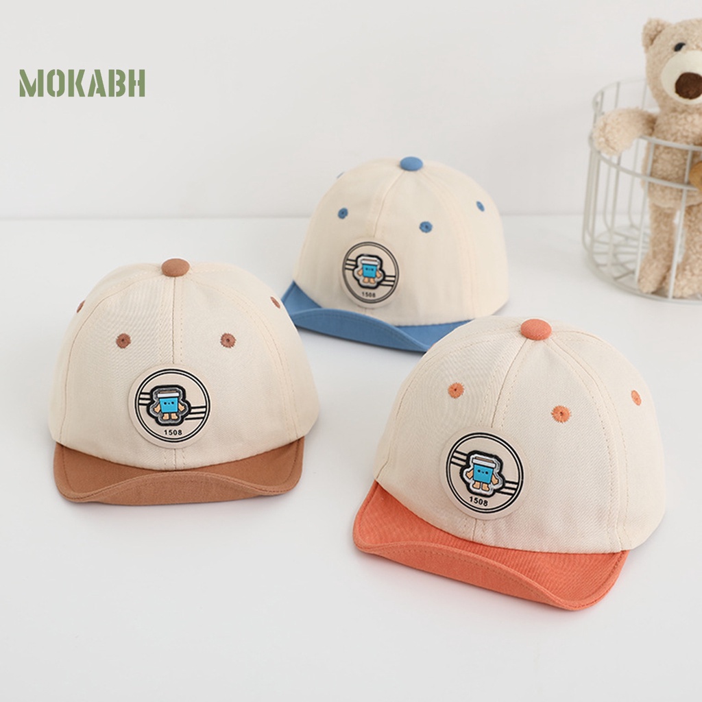 [Mok Abh] Mũ Bóng Chày Vành Tròn Mềm Mại Họa Tiết Hoạt Hình Phong Cách Hàn Quốc Có Thể Điều Chỉnh Kích Cỡ