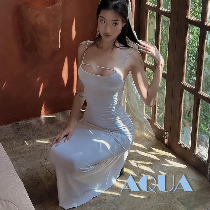 Đầm Hai Dây Dáng Dài Hở Lưng Thời Trang Mùa Hè Cho Nữ