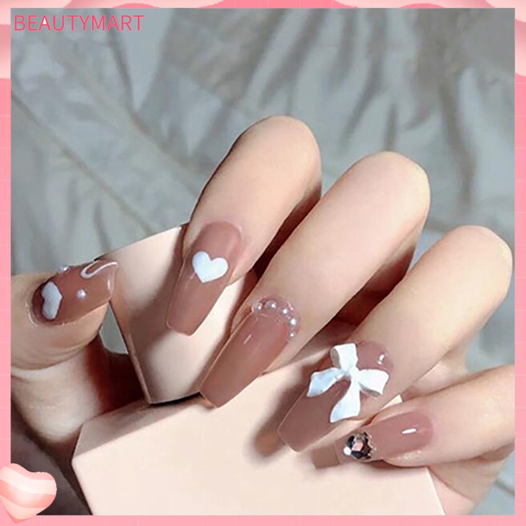 1 Bộ Móng Tay Giả Siêu Mỏng Không Phai Màu Trang Trí Hiệu Ứng Dạng Nhấn Bằng Nhựa Sáng Bóng