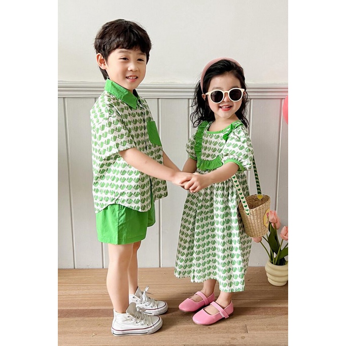 Áo Sơ Mi In Họa Tiết Toàn Bộ Thời Trang Mùa Hè Cho Chị Em Gái
