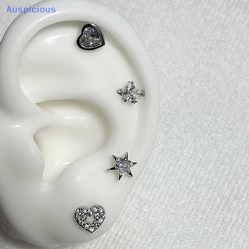 1 Khuyên Tai Hình Trái Tim Đôi Cánh Bằng Thép Không Gỉ Đính Đá Zircon Màu Hồng Dễ Thương Dành Cho Bạn Nữ