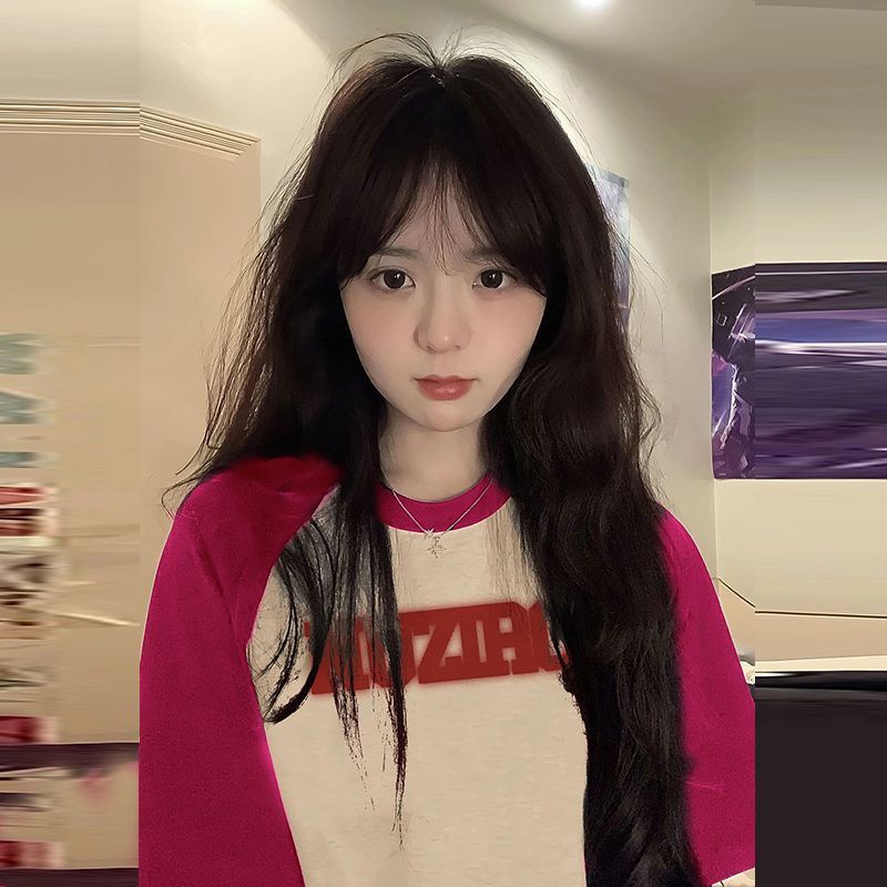 Áo Thun Raglan Tay Ngắn Raglan 100% Màu Sắc Đối Lập Phong Cách Harajuku Mùa Hè Mới Cho Nữ