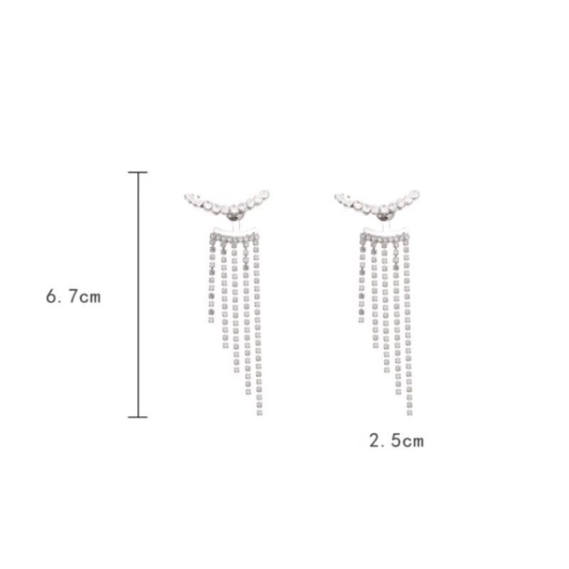 Khuyên Tai Tua Rua Đính Đá Pha Lê Phong Cách Hàn Quốc Sang Trọng