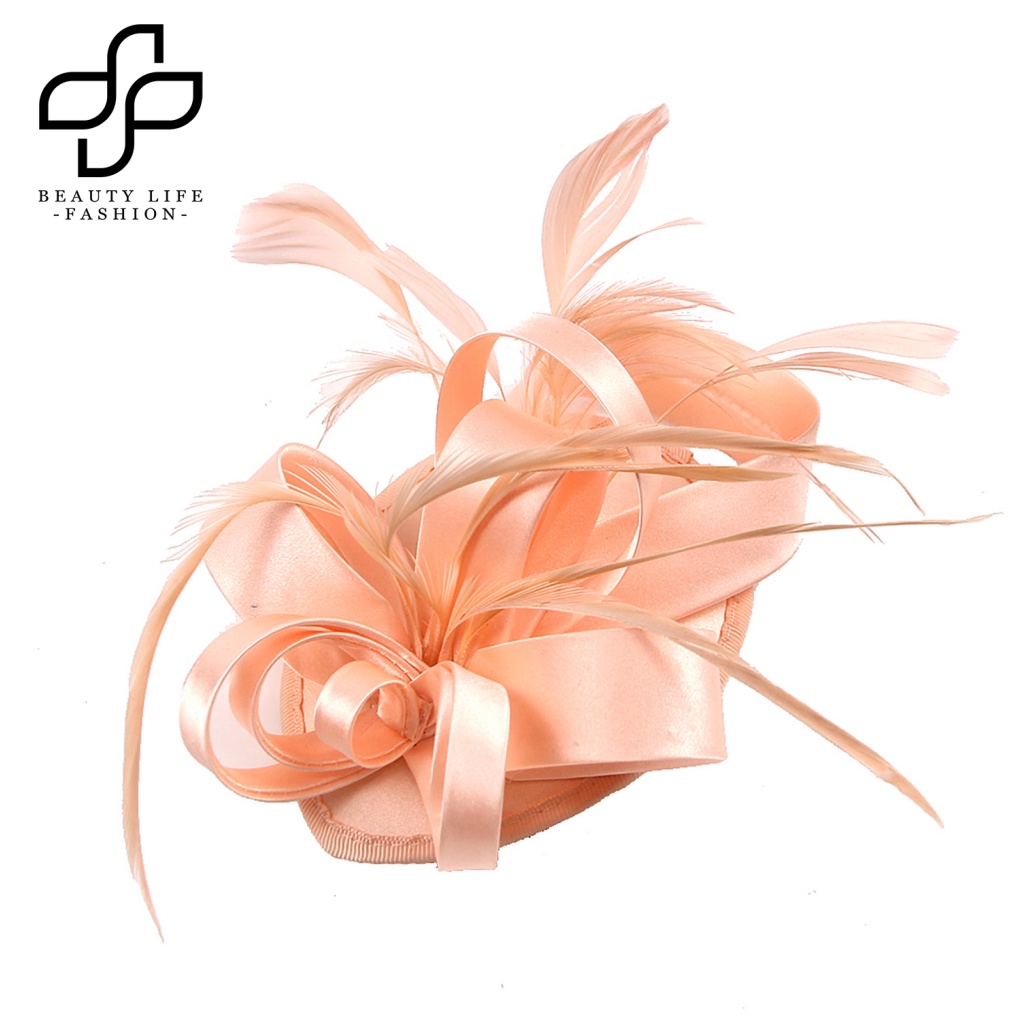 Kẹp Tóc Đính Lông Vũ Bằng Lụa Nhiều Màu Sắc Retro Dành Cho Cô Dâu