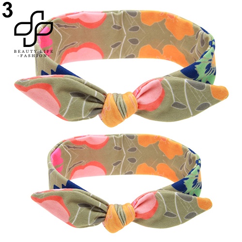 Băng Đô Cài Tóc Tai Thỏ In Họa Tiết Xinh Xắn Thời Trang Cho Mẹ Và Bé