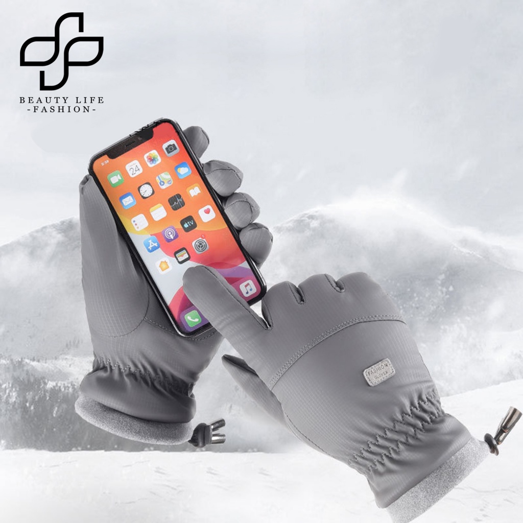 1 Đôi Găng Tay Chống Trượt Vải Lông Cừu San Hô Dày Dặn Có Thể Chạm Màn Hình Cảm Ứng