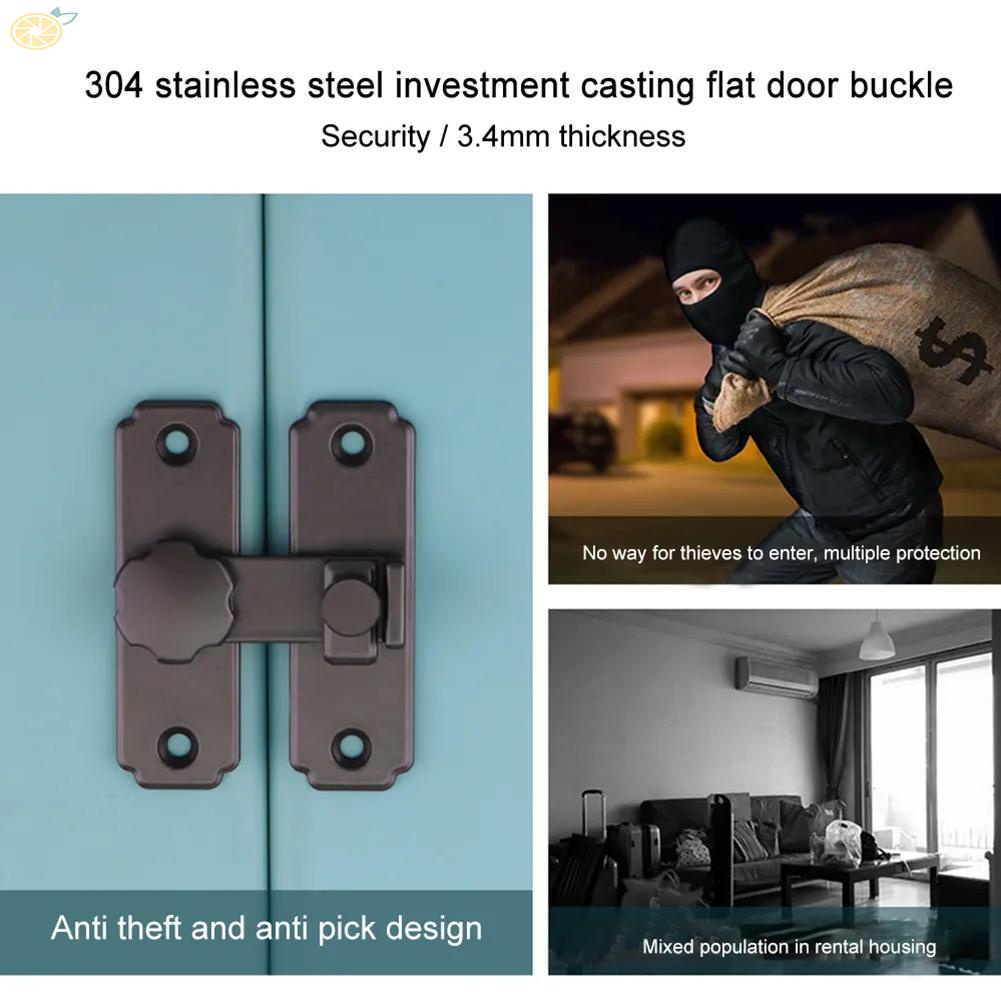 【VARSTR】1 Set Latch Hasp Stainless Steel Buckle Security Sliding Barn Door Lock 180 Degree