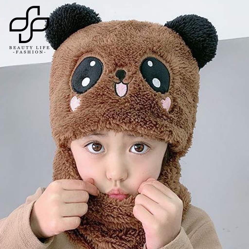 Nón Len Giữ Ấm Tai Gấu Dễ Thương Cho Bé