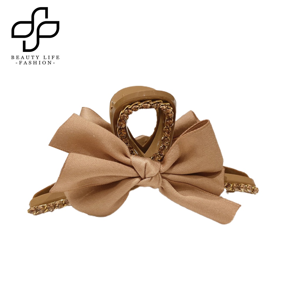 Kẹp Tóc Càng Cua Đính Đá Màu Trơn Chống Rơi Cho Nữ