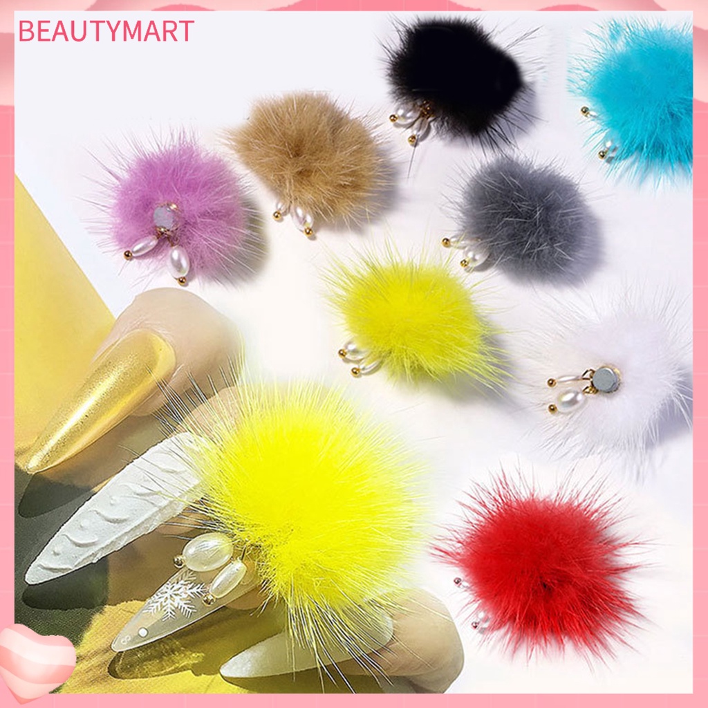 Bộ Móng Tay Giả Đính Ngọc Trai Và Quả Bông 3D Trang Trí Móng Nghệ Thuật DIY