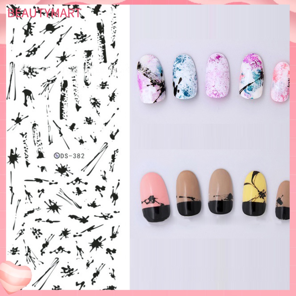 Miếng Dán Trang Trí Móng Tay Chuyển Nước Họa Tiết Mèo Và Đầu Lâu Phong Cách Harajuku