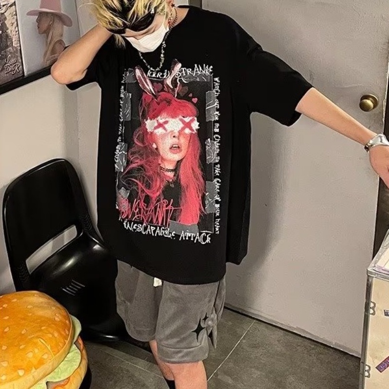 Áo Thun Ngắn Tay Phong Cách Hip Hop Âu Mỹ Cổ Điển Thời Trang Đường Phố Mới