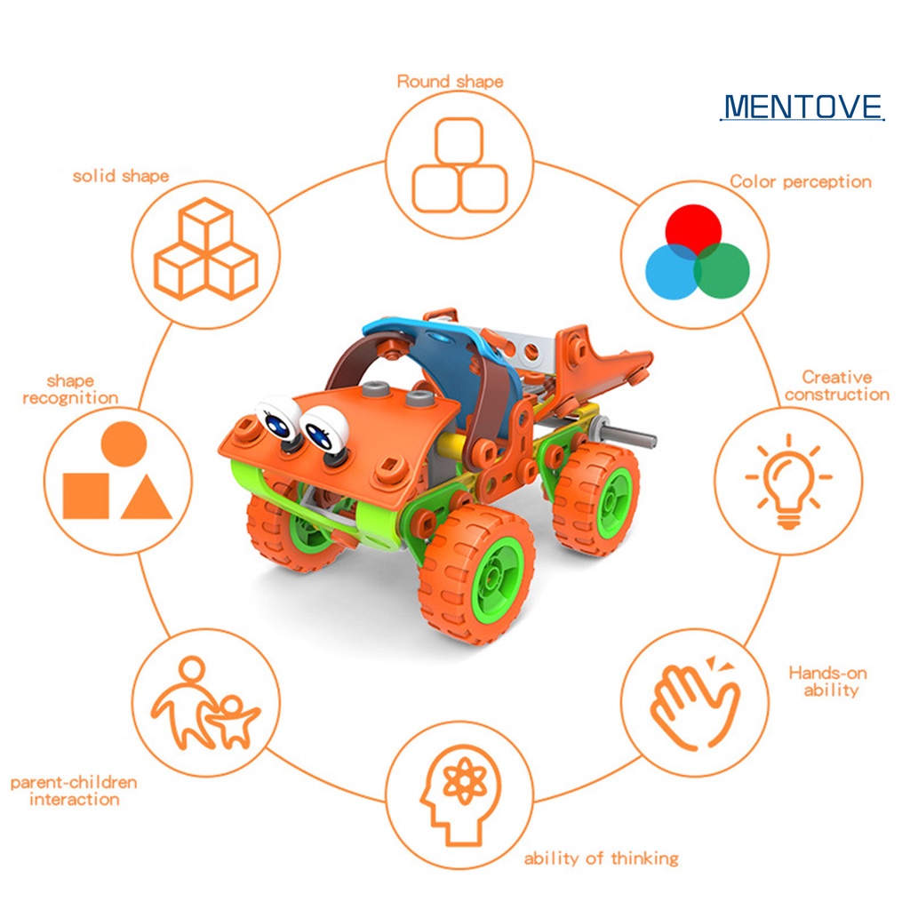 Đồ chơi trẻ em Lắp Ráp Xe 136 Mảnh Bằng Nhựa Đa Năng Cho Bé