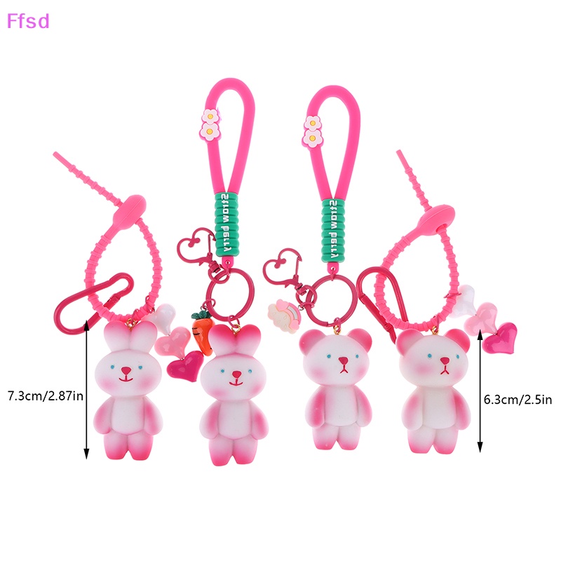 {Ffsd} Móc Khóa Hoạt Hình Thỏ Gấu Hồng Đáng Yêu Trang Trí Ba Lô / Ô Tô * Bán Chạy