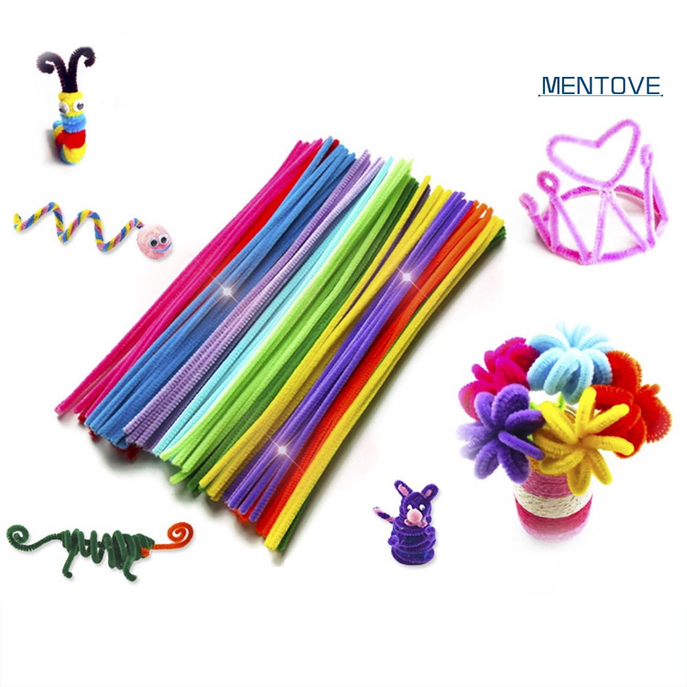 Set 100 Viên Sợi Chenille Nhiều Màu Sắc Làm Đồ Thủ Công Nghệ Thuật DIY Cho Bé