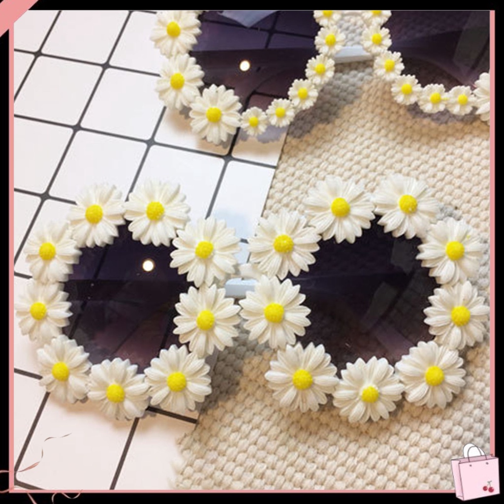 Kính Mát Tròn Chống Tia UV Bằng Nhựa Resin Hình Hoa