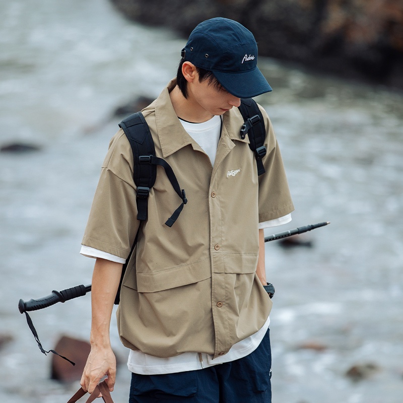 Áo Sơ Mi Tay Ngắn Dáng Rộng Thoáng Khí Phong Cách Đường Phố Thời Trang Mùa Hè Cho Nam