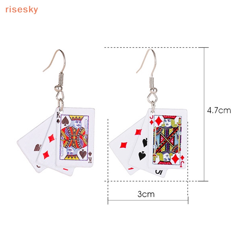 [risesky] Mặt Dây Chuyền Resin Hình Lá Bài Poker Ch Flatback Thủ Công Giải Trí