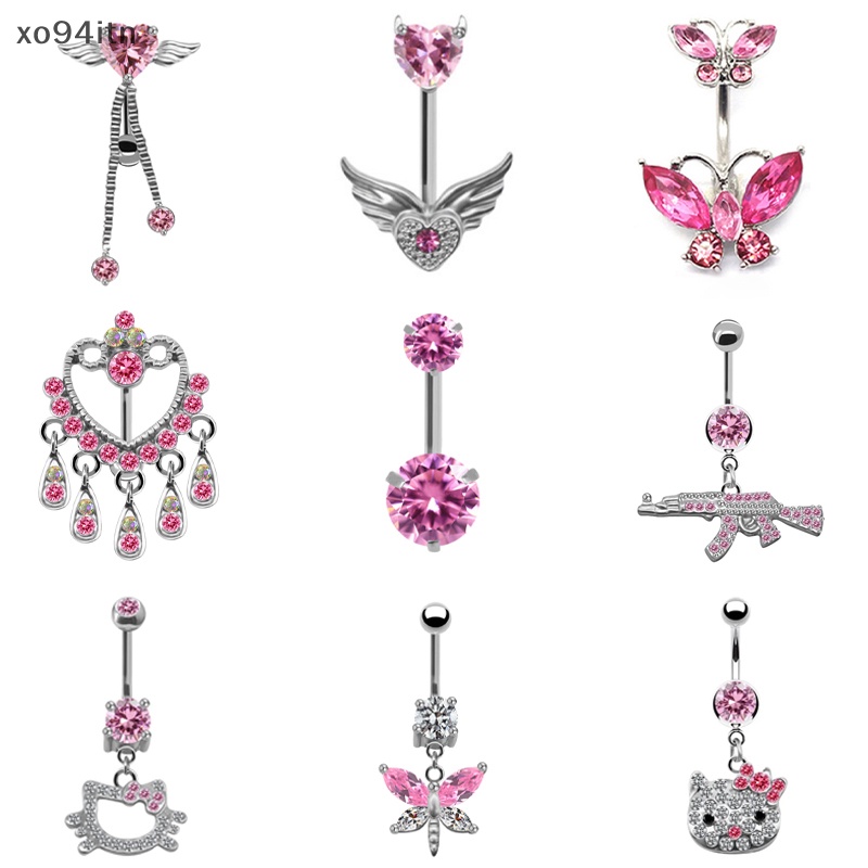 Khuyên Rốn Bằng Thép Không Gỉ Hình Trái Tim Thời Trang