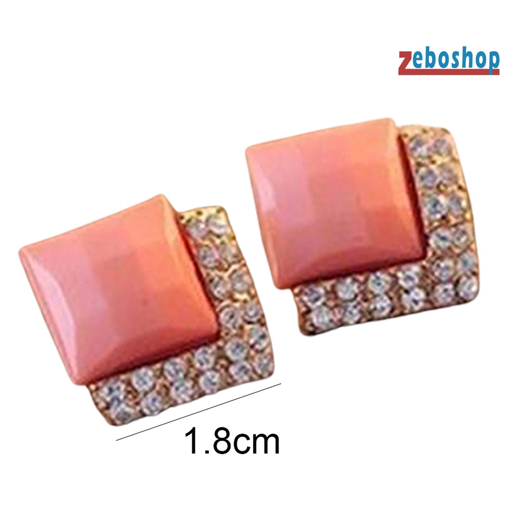 1 Đôi Bông Tai Hình Vuông Lấp Lánh Duyên Dáng Dành Cho Nam Và Nữ