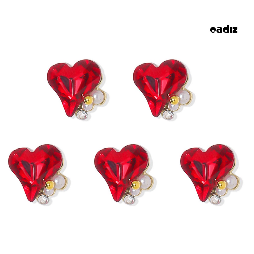 Bộ 5 Đá Đính Ngọc Trai / Trái Tim / Ngôi Sao 3D Lấp Lánh Trang Trí Móng Nghệ Thuật