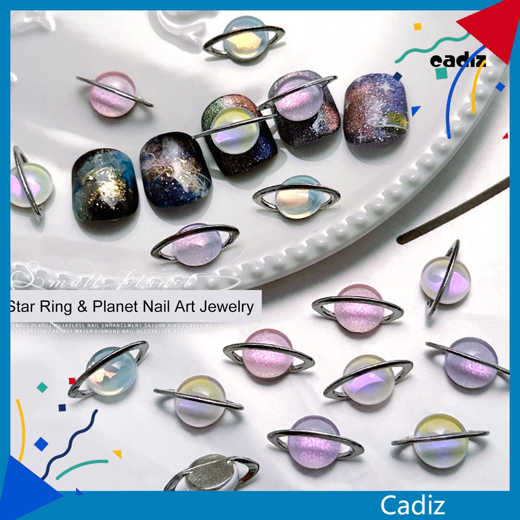 Bộ 10 Phụ Kiện Trang Trí Móng Tay Hình Hành Tinh 3D Lấp Lánh Dành Cho Nữ
