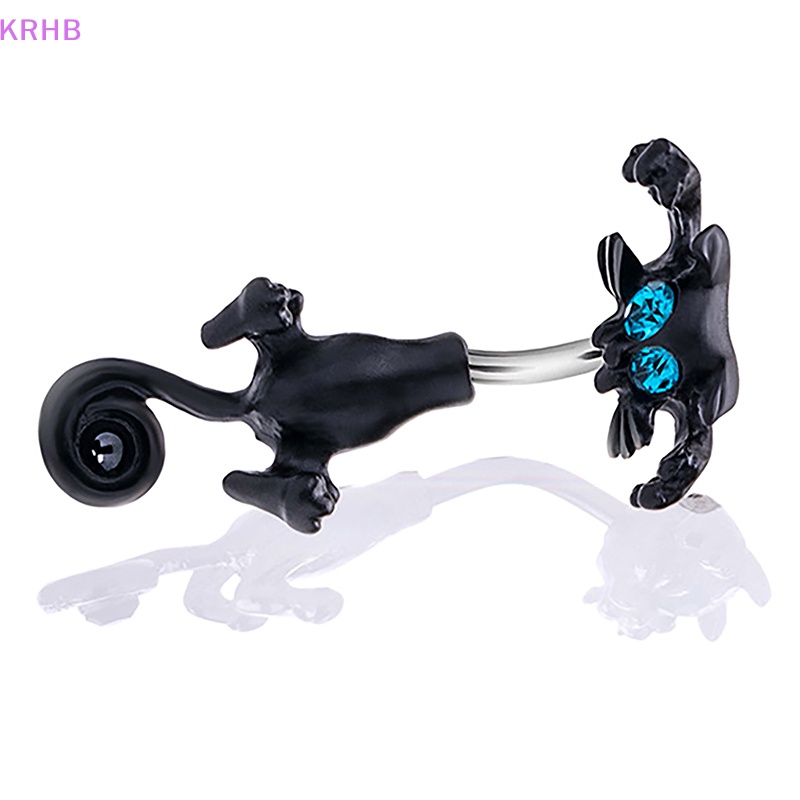 Khuyên Rốn Bằng Thép Không Gỉ Hình Mèo Đính Đá Chất Lượng Cao Quyến Rũ Dành Cho Nữ Mới