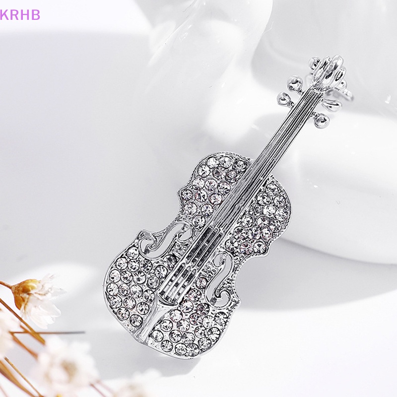 Ghim Cài Áo Hình Đàn Violin Đính Đá Thời Trang Mới