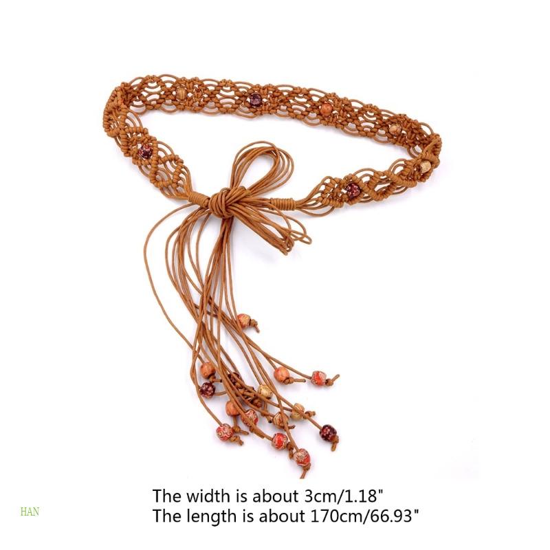 Thắt Lưng Bện Dây Mỏng Co Giãn Phong Cách Bohemian Dân Tộc Cho Nữ