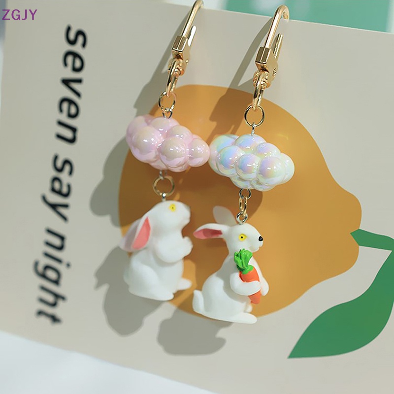 Móc Khóa Hình Thỏ Và Cà Rốt Tráng Men Bằng Hợp Kim Dễ Thương Cho Nữ Mới