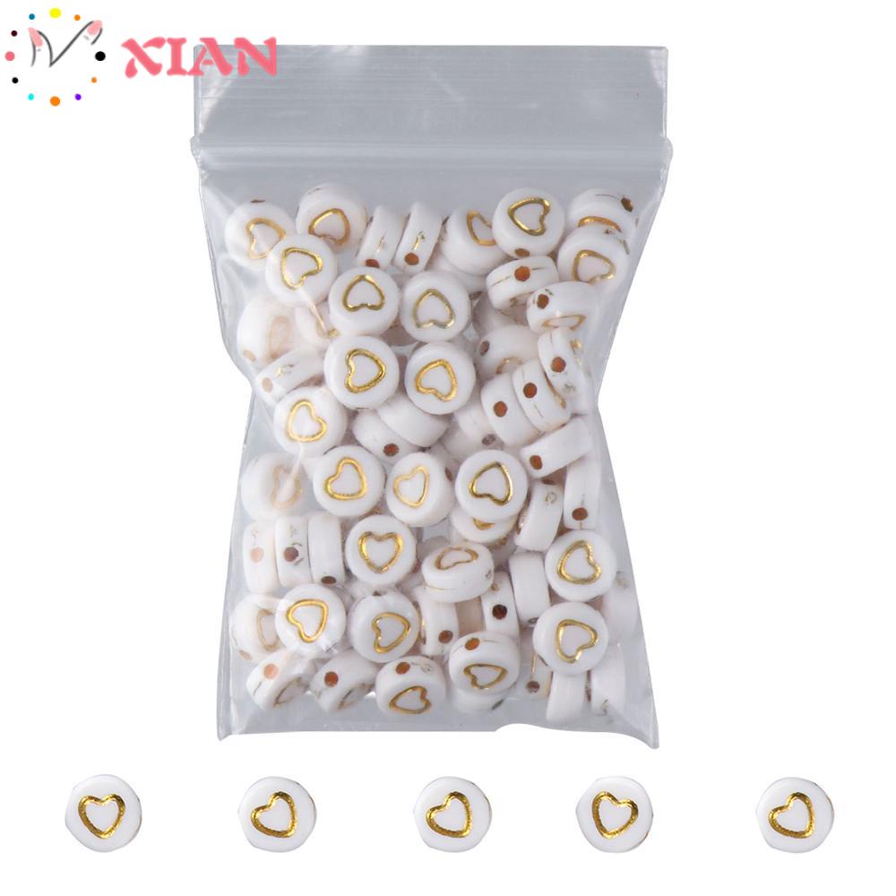 Bộ 500 Hạt Xỏ Lỗ Màu Trắng Bằng Acrylic Kích Thước 7x4mm Dùng Làm Trang Sức DIY