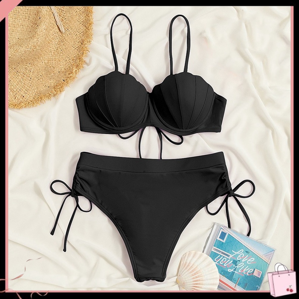 {Soltweter} Bộ Đồ Bơi Bikini Hai Mảnh Dây Rút Bên Hông Nàng Tiên Cá Lưng Cao Có Gọng Gợi Cảm Cho Kỳ Nghỉ