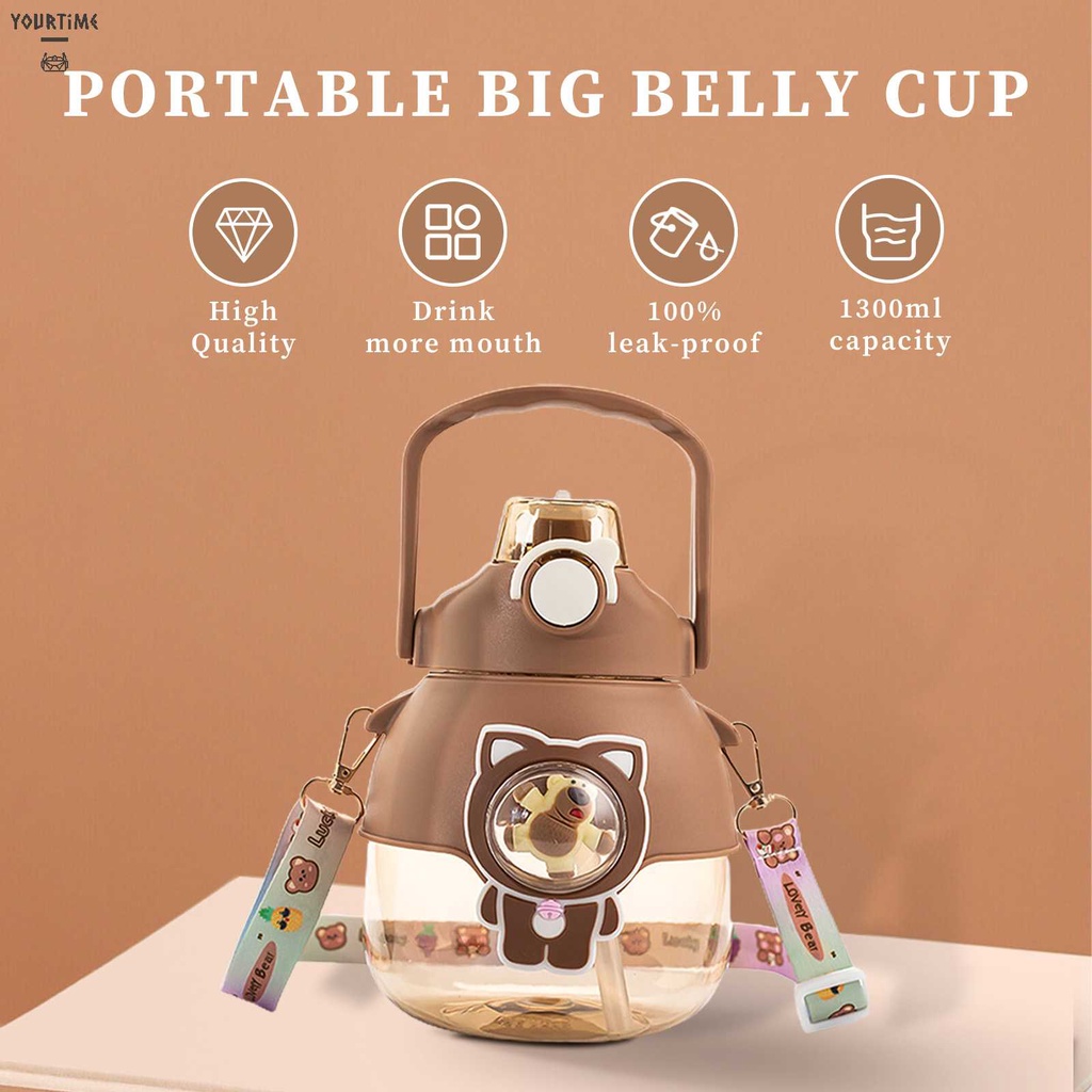 Bình Nước 1300ml Có Ống Hút Chống Tràn Tiện Dụng Cho Bé