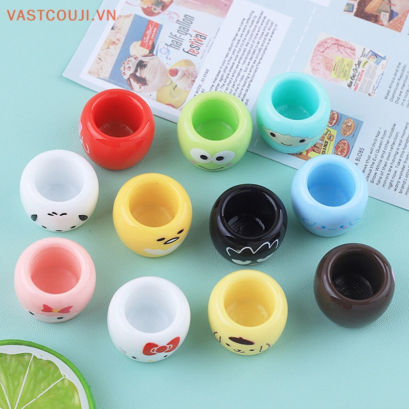 Set 2 Chén Dĩa Đồ Chơi Mini Hình Tròn In Họa Tiết Hoạt Hình Cho Nhà Búp Bê