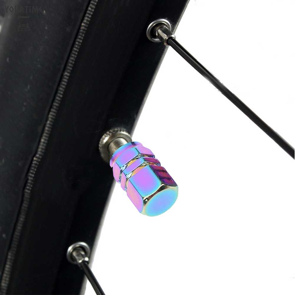 Bộ 4 Nắp Van Bánh Xe Bằng Nhôm Hình Lục Giác Nhiều Màu