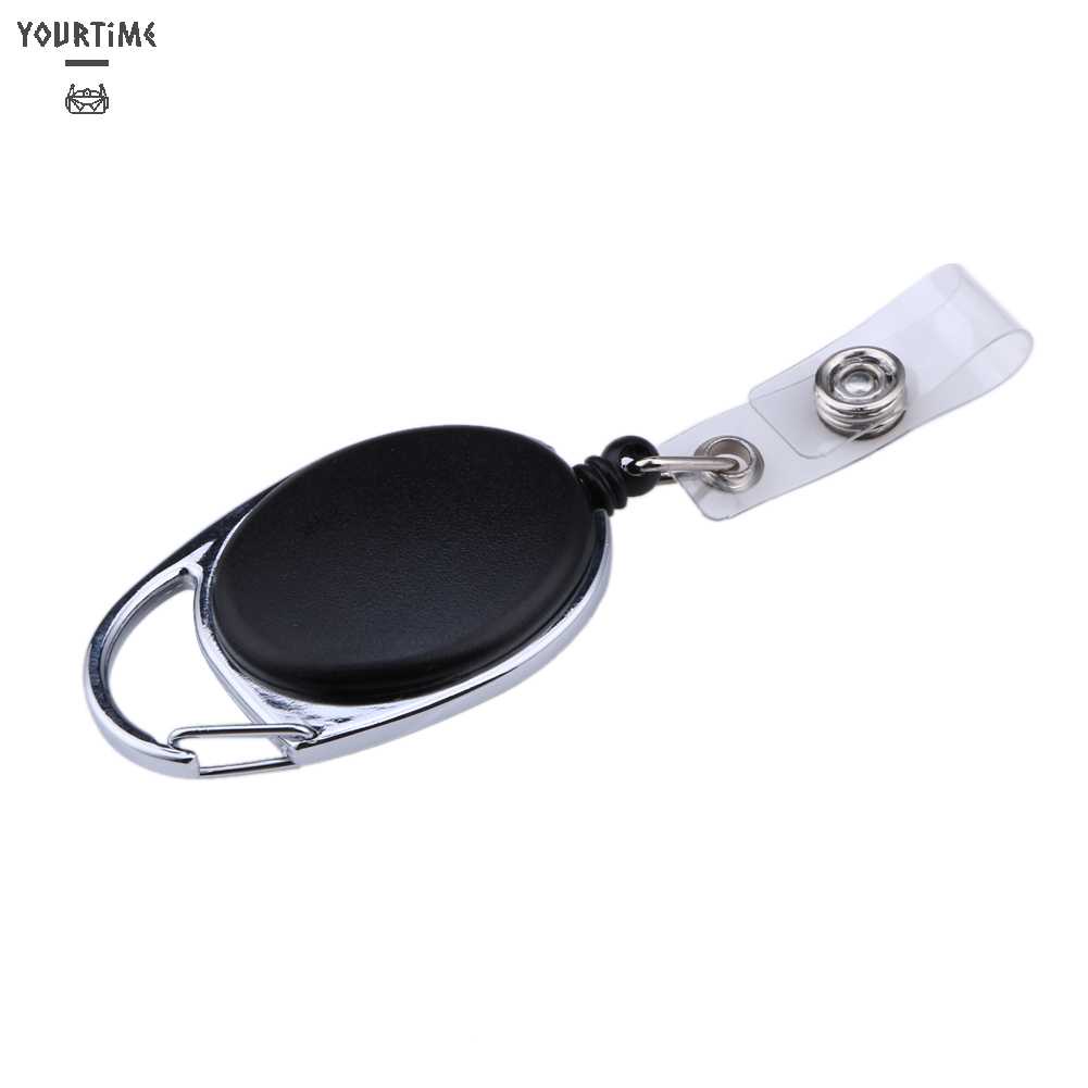 2 Móc Khóa Gắn Thẻ Tên ID Màu Đen Có Thể Thu Gọn